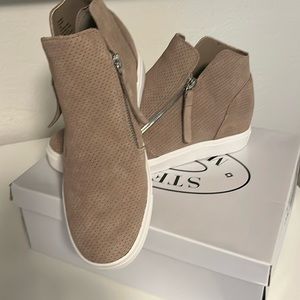 Taupe suede brand new in box
